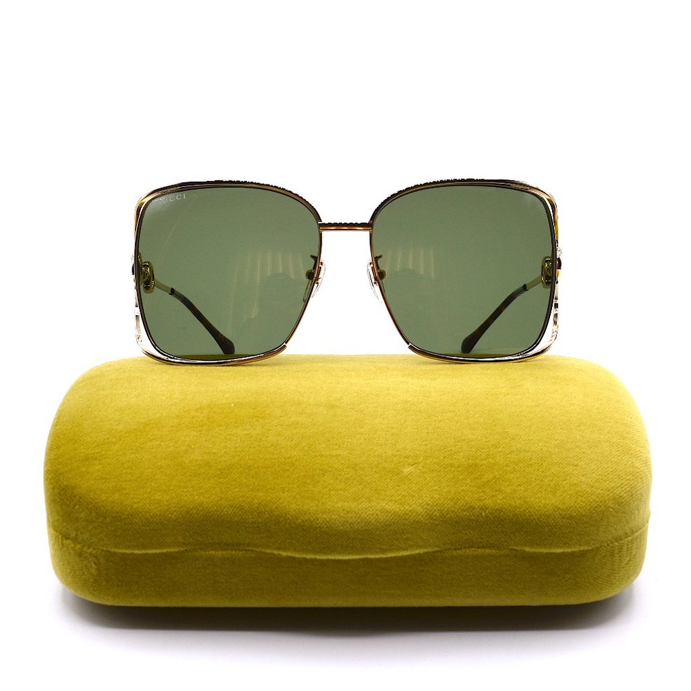 NEW GUCCI GG1020S 003 GOLD GREEN GRADIENT AUTHENTIC SUNGLASSES - Picture 6 of 14
